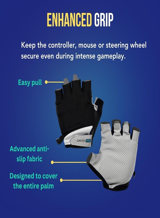 ONISSI Pro Gaming Gloves for Sweaty Hands | Sim Racing Gloves for Men and Women | Anti Sweat, Half Finger, Gamer Grip for Video Games on PS4/PS5/Xbox/Computer/PC/VR/Mobile/Sim Racer - Image 3